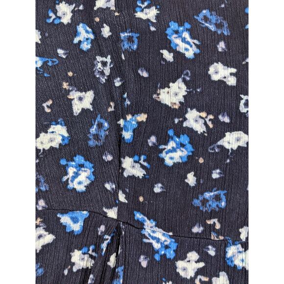 Lane Bryant Button Down Top Blouse Navy Blue Floral Plus Size 16 Peplum Hi-Lo - Picture 5 of 5